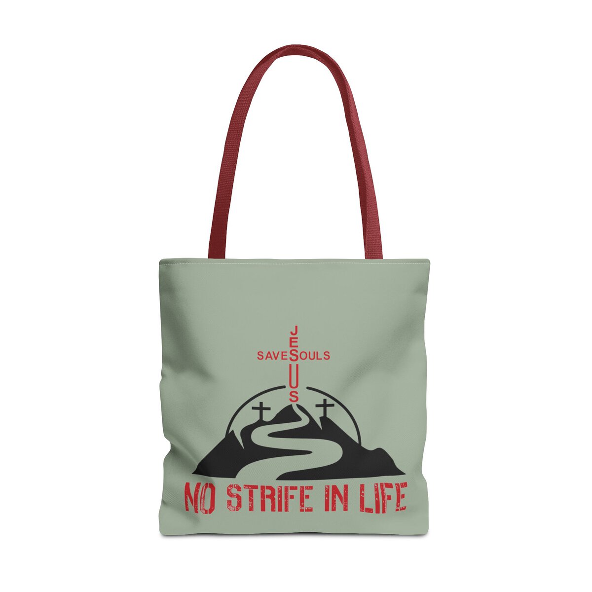 Jesus Saves Souls - No Strife In Life - Red/BLK - SGE - Tote Bag - (AOP) - Image 12