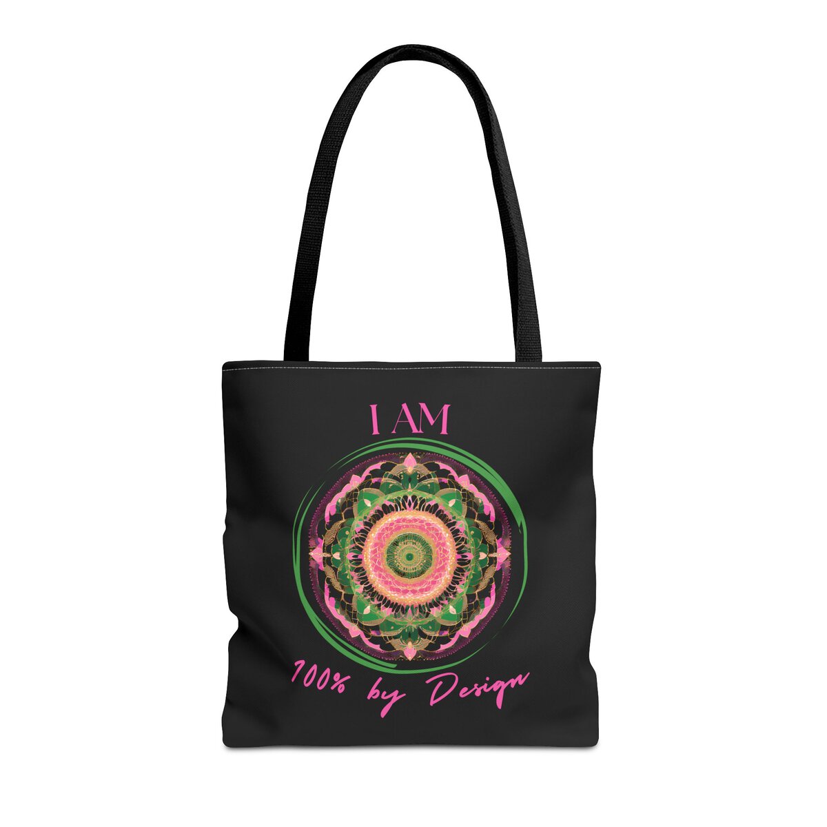 I AM 100 By Design - MNDLA - PNK - BLK - Tote Bag (AOP) - Image 3