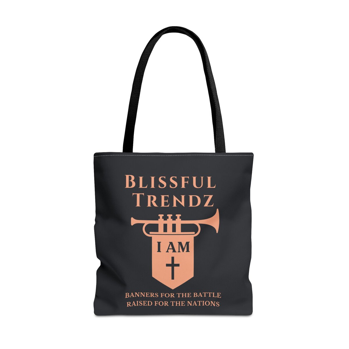 Blissful Trendz - I AM - Banners For The Battle - Raised For The Nations - PCH/BLCK - Tote Bag (AOP) - Image 5
