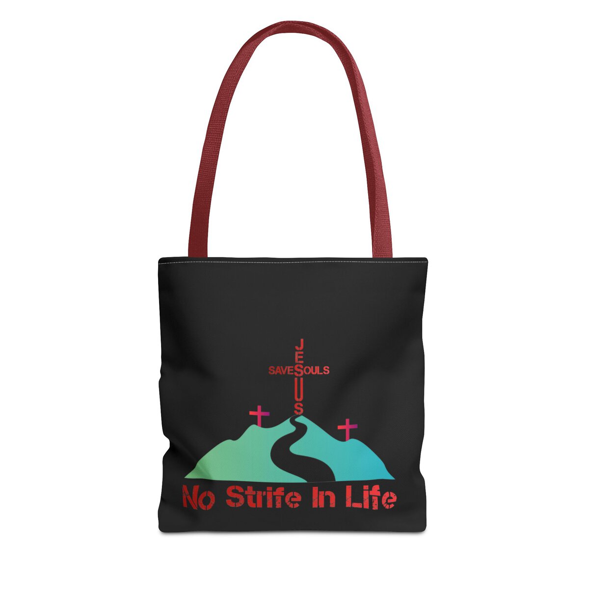 Jesus Saves Souls - No Strife In Life - Blk - Tote Bag (AOP)