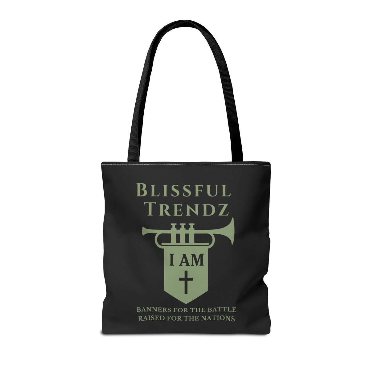 Blissful Trendz - I AM - Banners For The Battle - Raised For The Nations - SGE/BLCK - Tote Bag (AOP) - Image 6