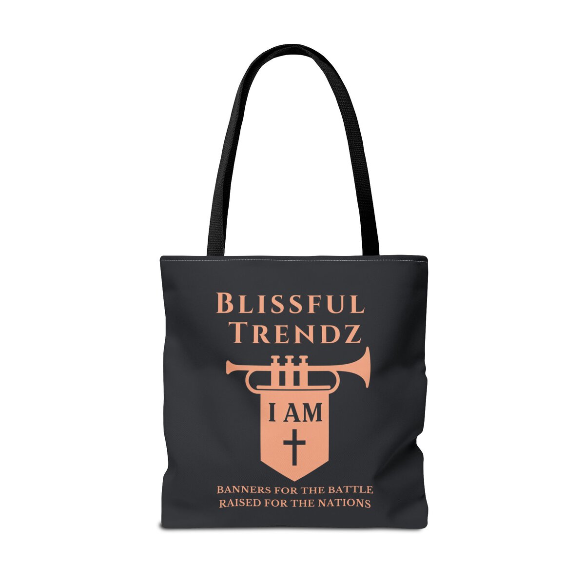 Blissful Trendz - I AM - Banners For The Battle - Raised For The Nations - PCH/BLCK - Tote Bag (AOP) - Image 6