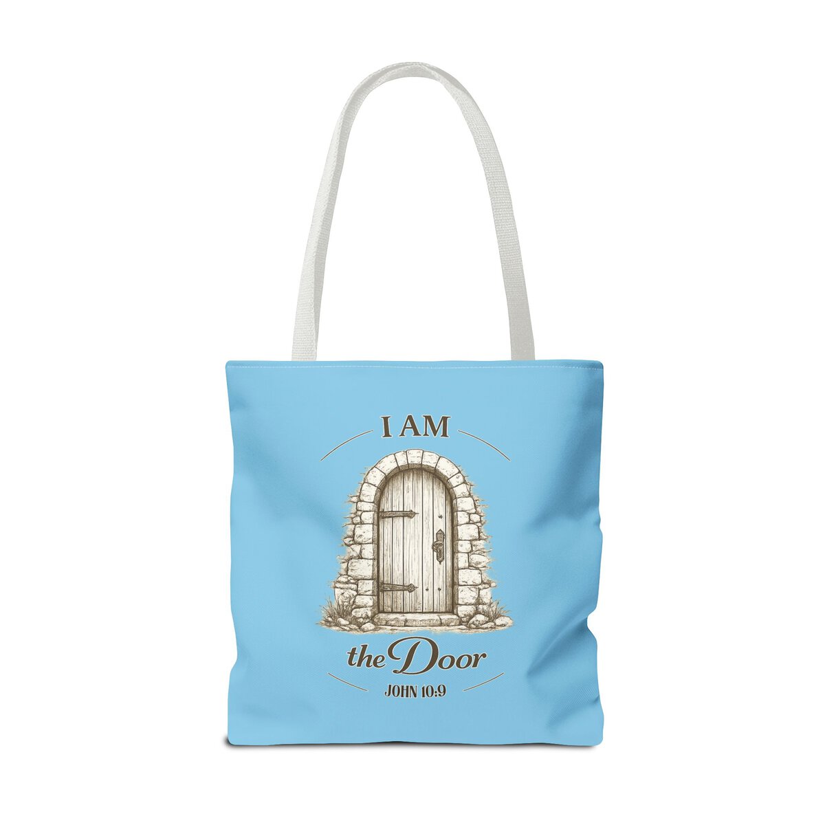 I AM THE DOOR - JOHN 10:9 - SKY BL - Tote Bag (AOP) - Image 6