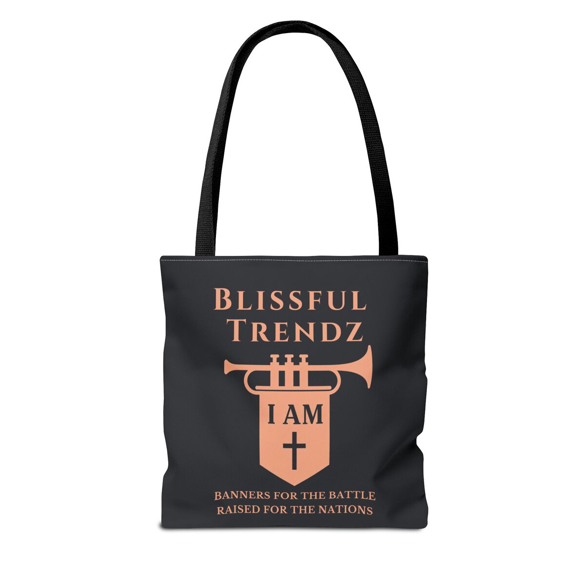 Blissful Trendz - I AM - Banners For The Battle - Raised For The Nations - PCH/BLCK - Tote Bag (AOP) - Image 2