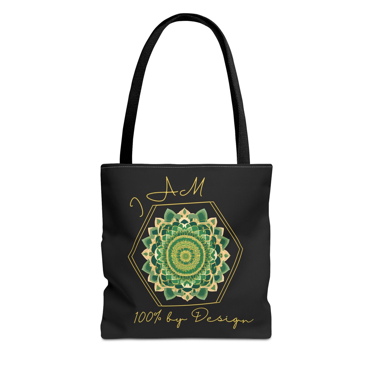 I AM 100% By Design - MNDLA - GRN - BLK - Tote Bag (AOP)