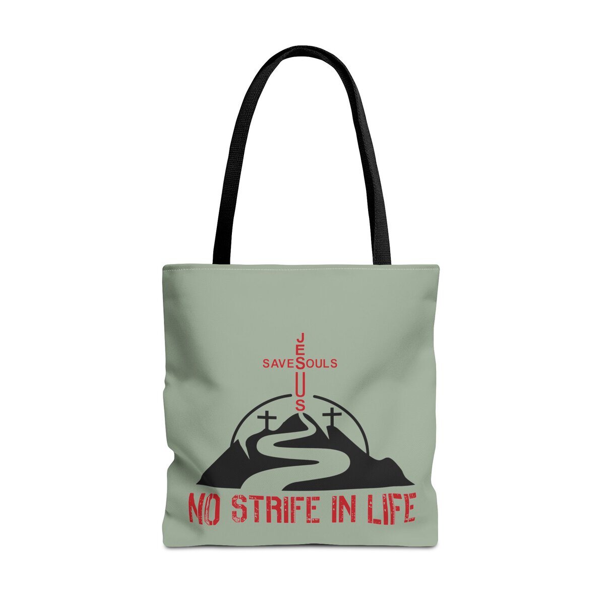Jesus Saves Souls - No Strife In Life - Red/BLK - SGE - Tote Bag - (AOP) - Image 9