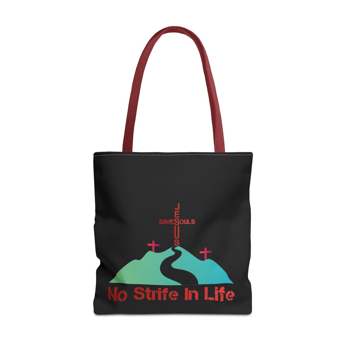 Jesus Saves Souls - No Strife In Life - Blk - Tote Bag (AOP) - Image 11
