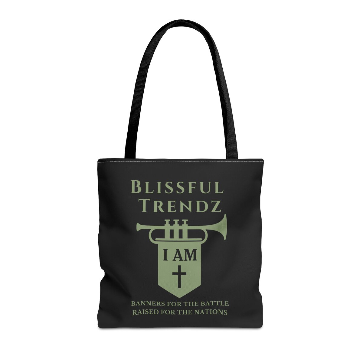 Blissful Trendz - I AM - Banners For The Battle - Raised For The Nations - SGE/BLCK - Tote Bag (AOP) - Image 5