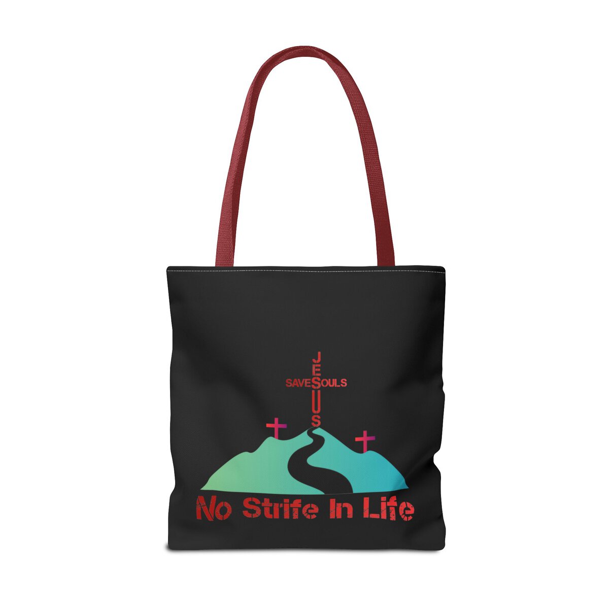 Jesus Saves Souls - No Strife In Life - Blk - Tote Bag (AOP) - Image 12