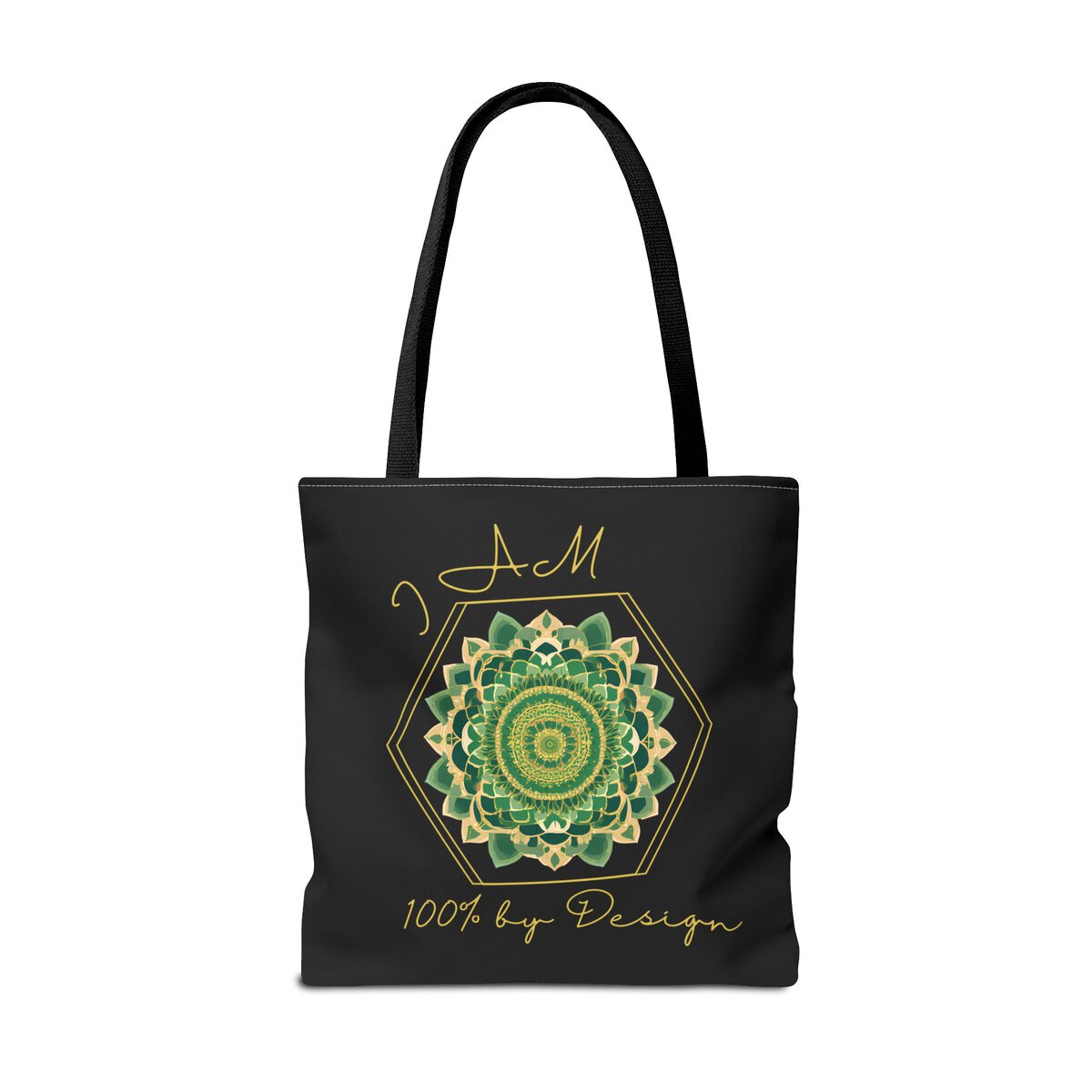 I AM 100% By Design - MNDLA - GRN - BLK - Tote Bag (AOP) - Image 6