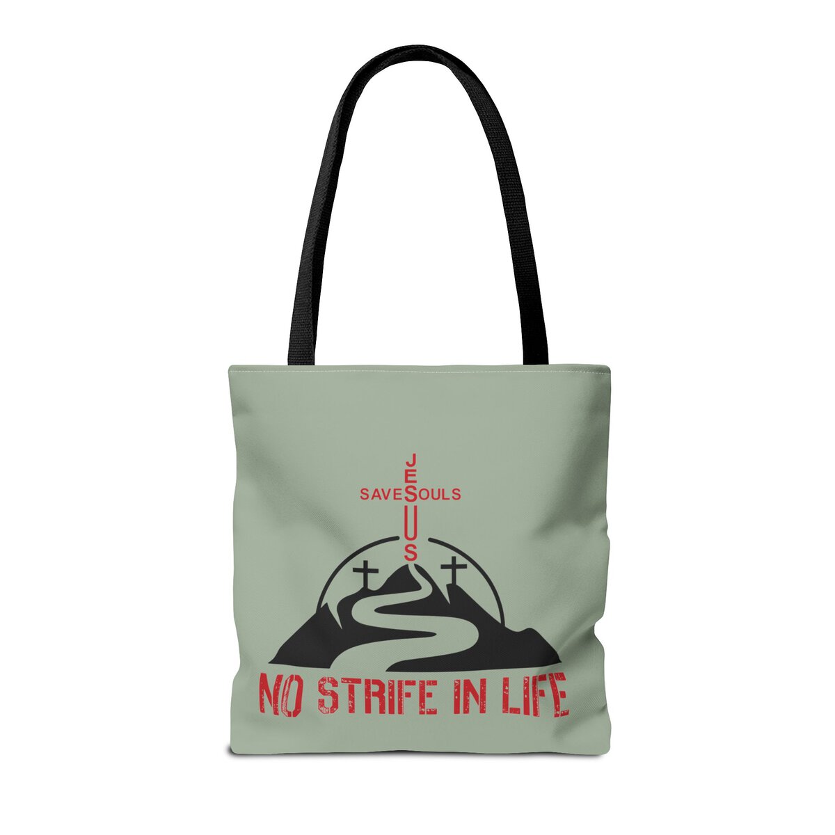 Jesus Saves Souls - No Strife In Life - Red/BLK - SGE - Tote Bag - (AOP) - Image 6