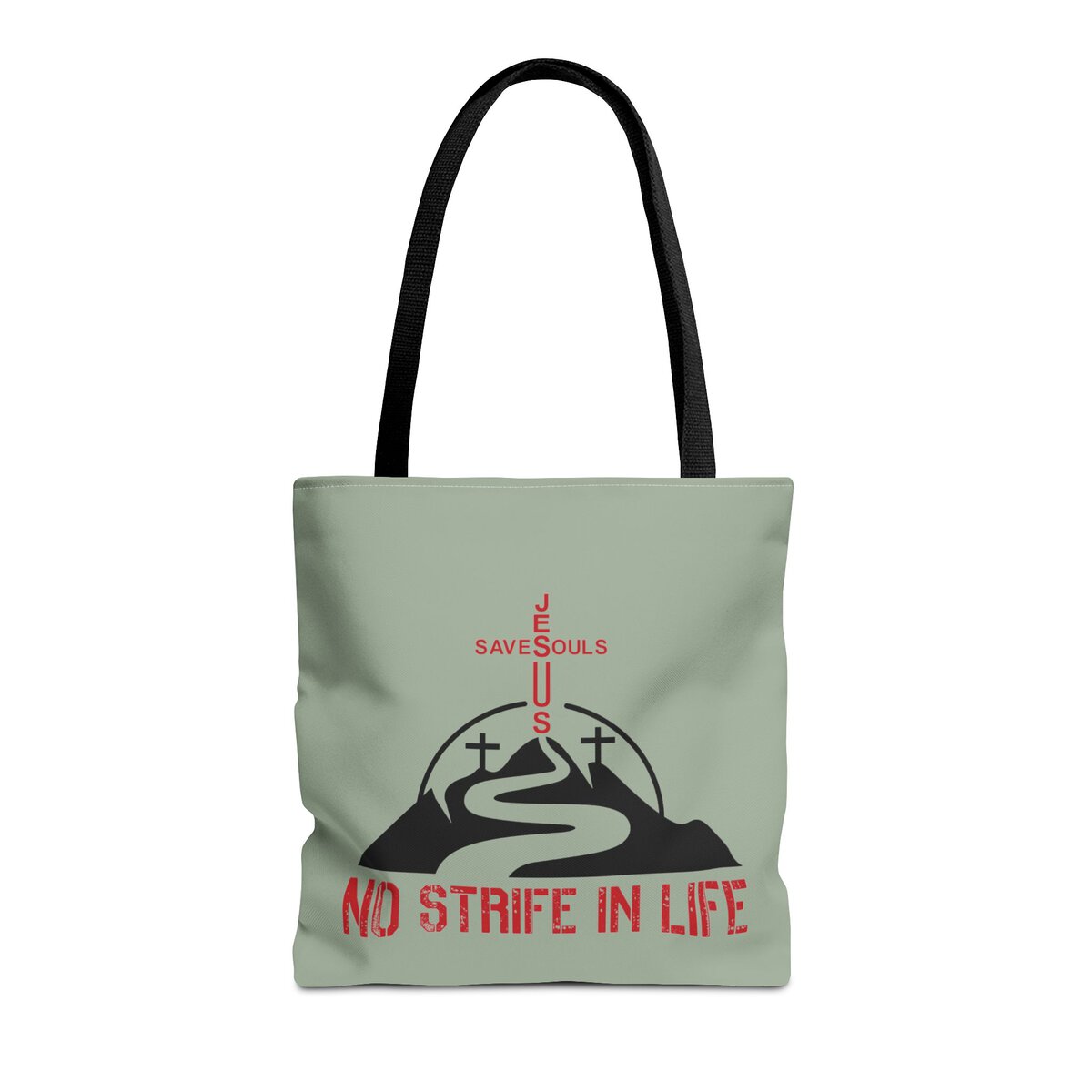 Jesus Saves Souls - No Strife In Life - Red/BLK - SGE - Tote Bag - (AOP) - Image 5