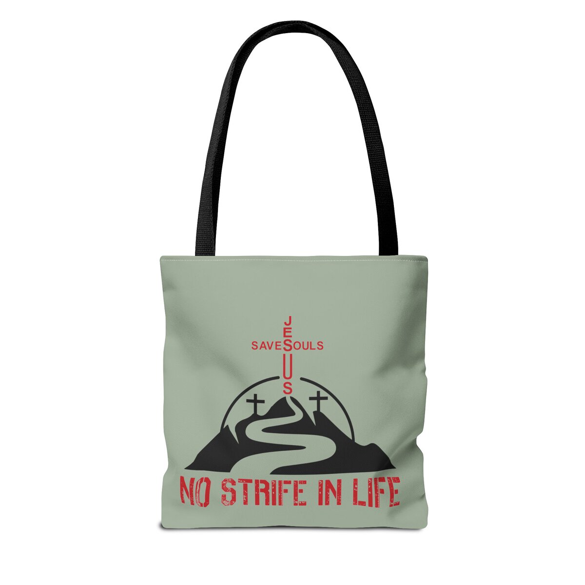 Jesus Saves Souls - No Strife In Life - Red/BLK - SGE - Tote Bag - (AOP) - Image 2