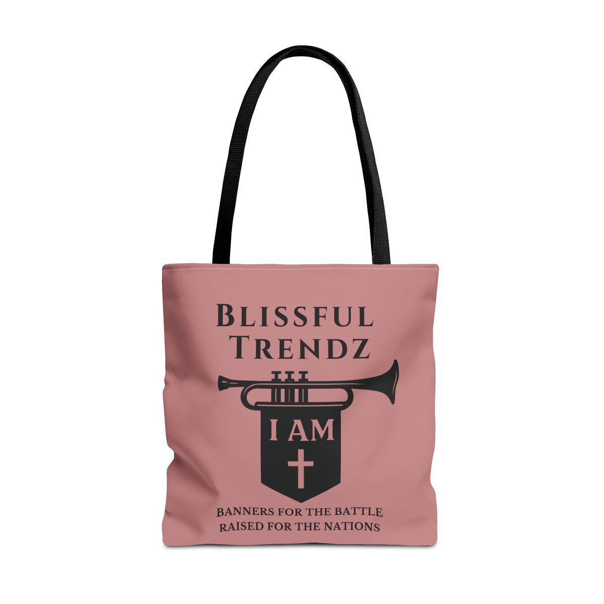 Blissful Trendz - I AM - Banners For The Battle - Raised For The Nations - DST ROSE/BLCK - Tote Bag (AOP) - Image 5