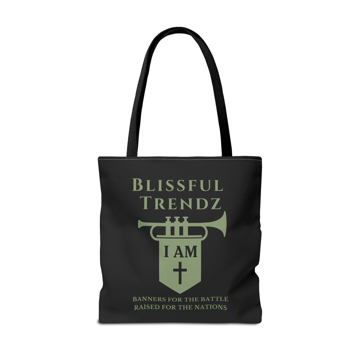 Blissful Trendz - I AM - Banners For The Battle - Raised For The Nations - SGE/BLCK - Tote Bag (AOP) - Image 10