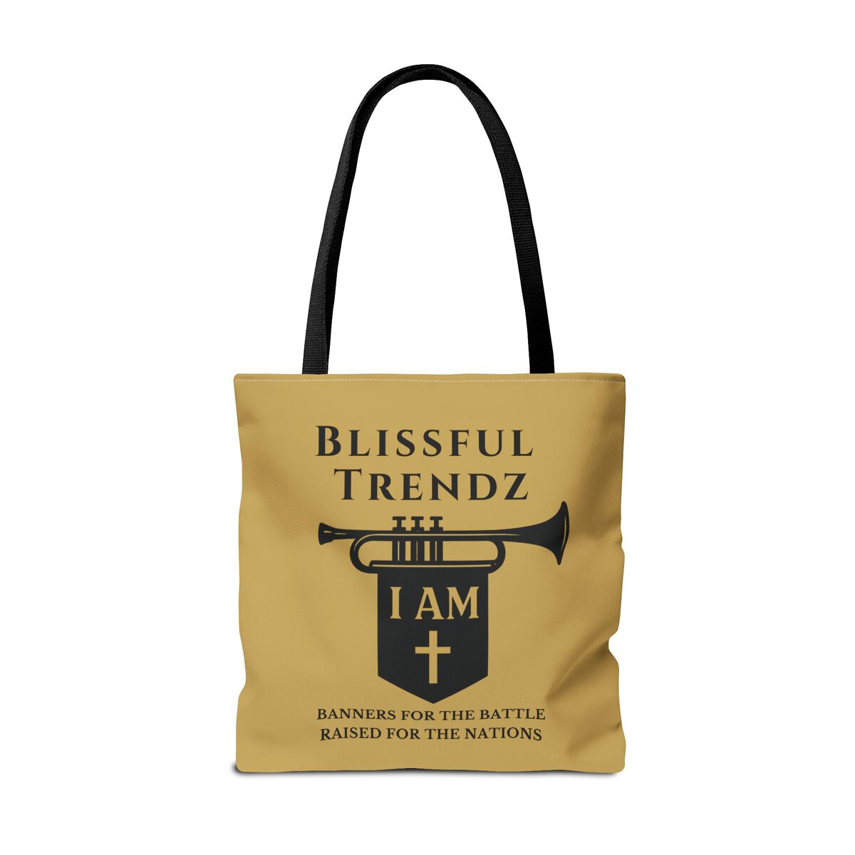 Blissful Trendz - I AM - Banners For The Battle - Raised For The Nations - SFT GLD/BLCK - Tote Bag (AOP) - Image 6
