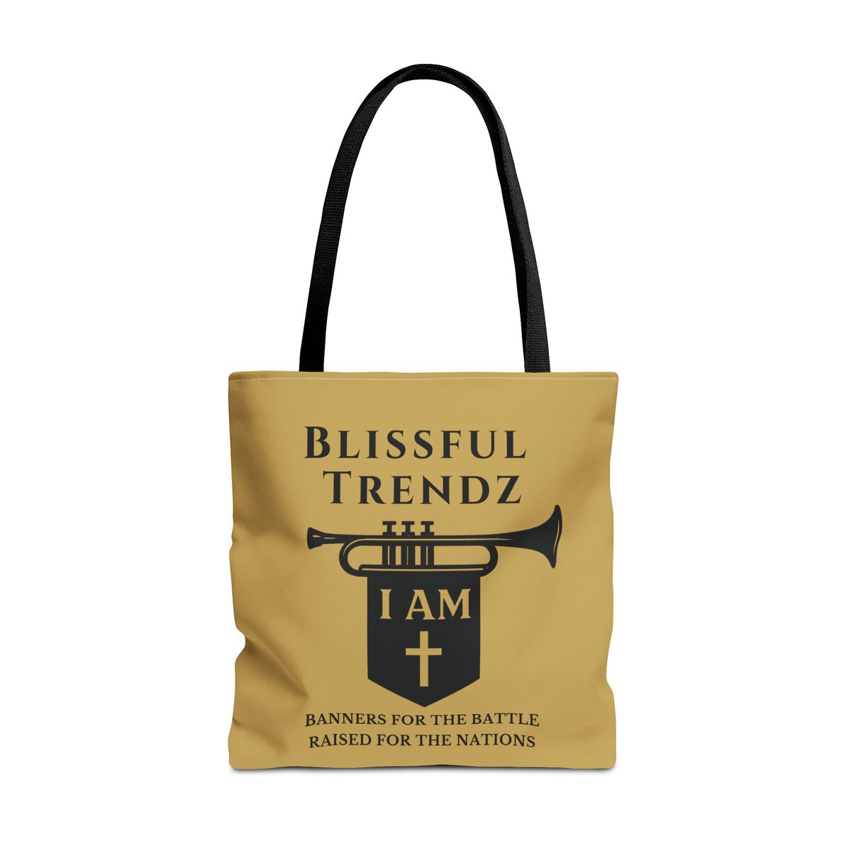 Blissful Trendz - I AM - Banners For The Battle - Raised For The Nations - SFT GLD/BLCK - Tote Bag (AOP) - Image 5