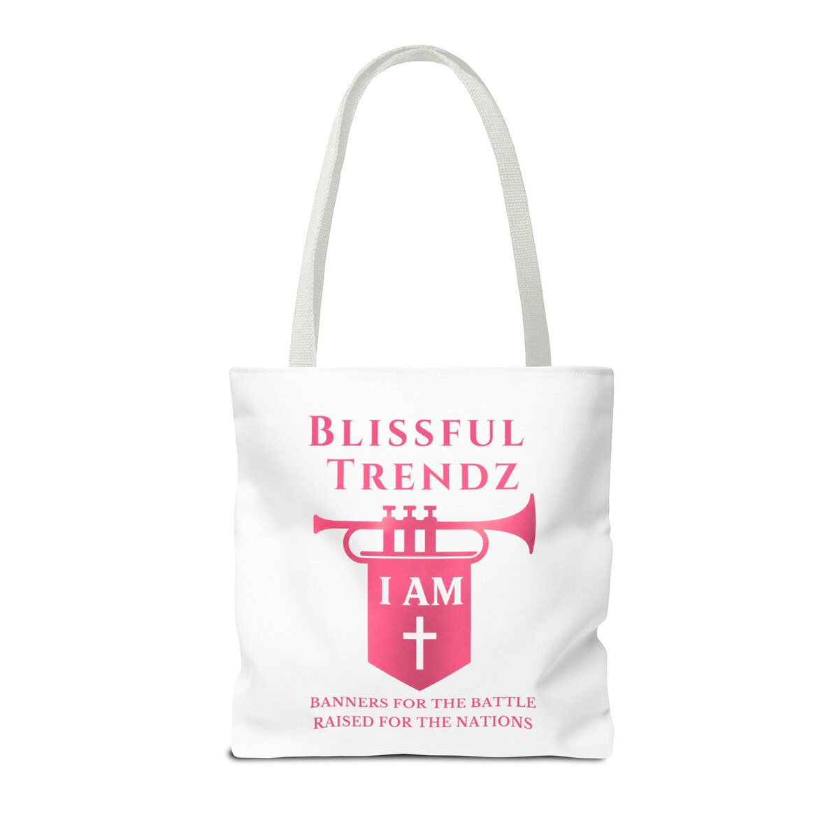 Blissful Trendz - I AM - Banners For The Battle - Raised For The Nations - PNK/WHT - Tote Bag (AOP) - Image 4