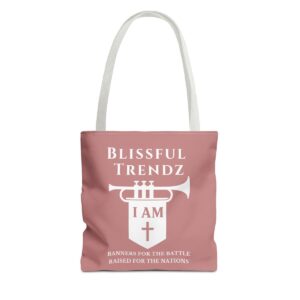 Blissful Trendz - I AM - Banners For The Battle - Raised For The Nations - WHT/DST ROSE - Tote Bag (AOP)