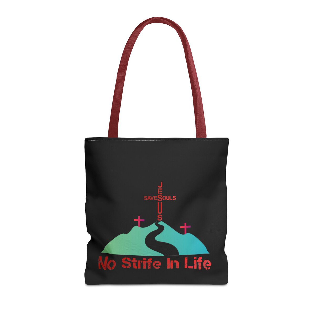 Jesus Saves Souls - No Strife In Life - Blk - Tote Bag (AOP) - Image 7
