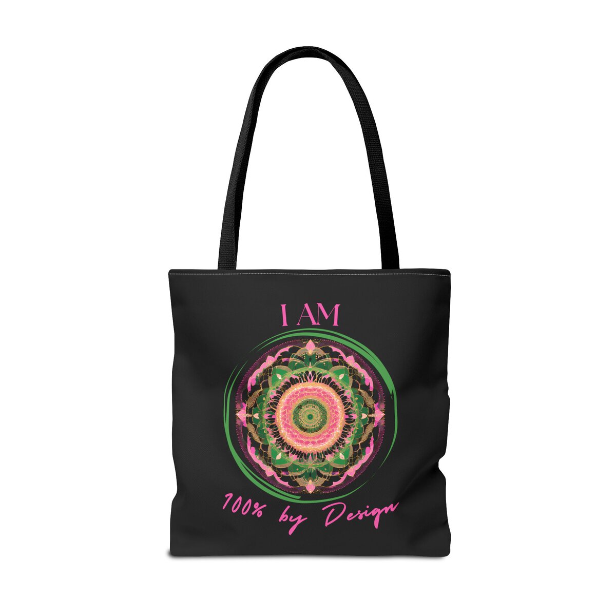 I AM 100 By Design - MNDLA - PNK - BLK - Tote Bag (AOP) - Image 6