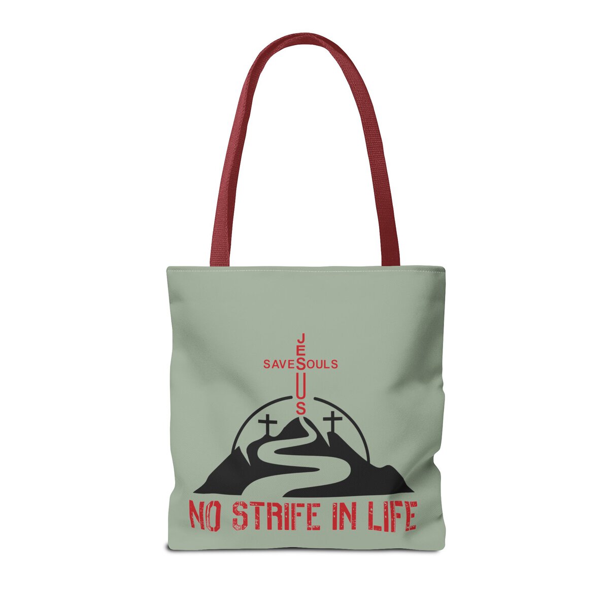 Jesus Saves Souls - No Strife In Life - Red/BLK - SGE - Tote Bag - (AOP) - Image 8