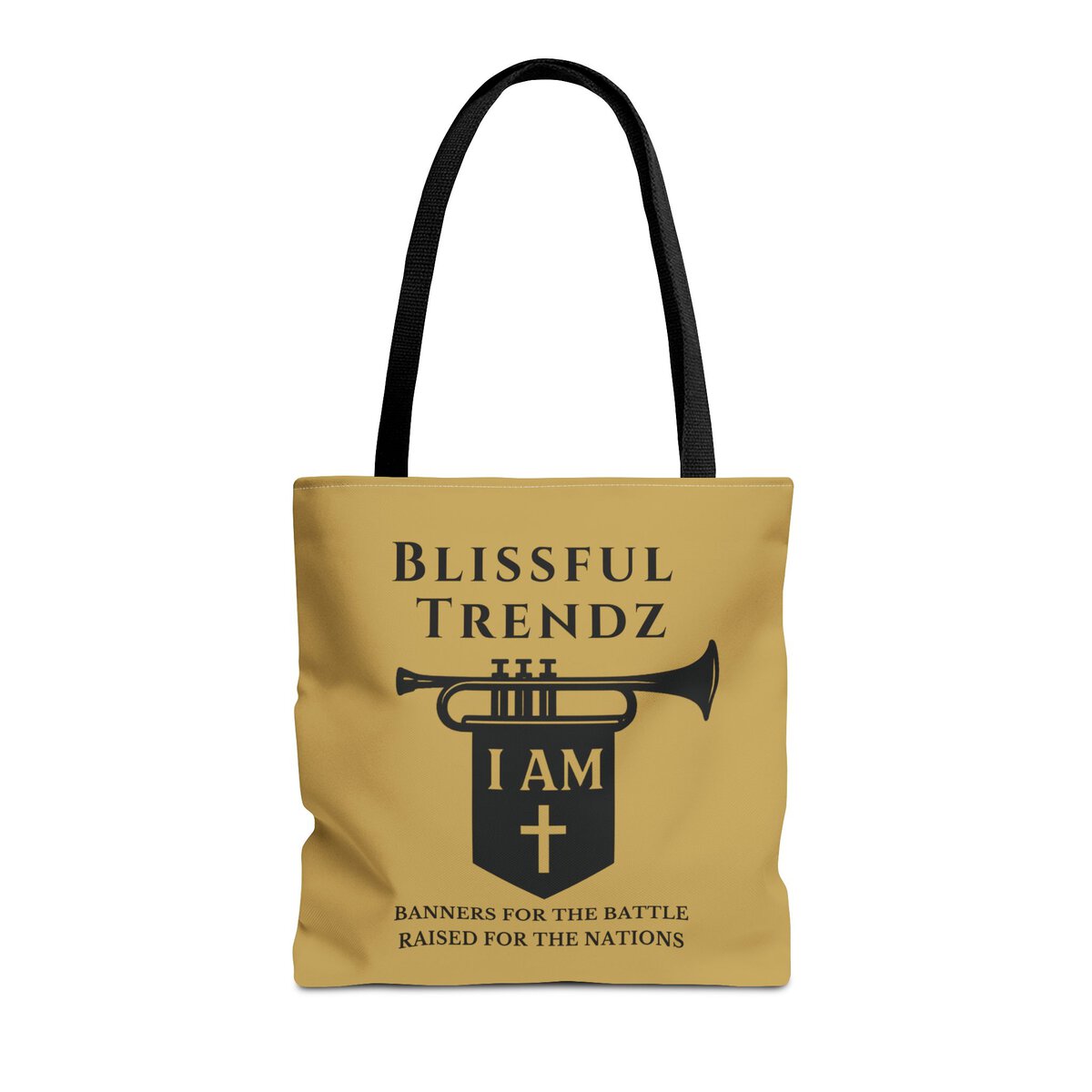 Blissful Trendz - I AM - Banners For The Battle - Raised For The Nations - SFT GLD/BLCK - Tote Bag (AOP) - Image 3