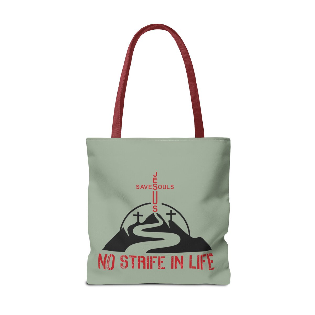 Jesus Saves Souls - No Strife In Life - Red/BLK - SGE - Tote Bag - (AOP) - Image 11