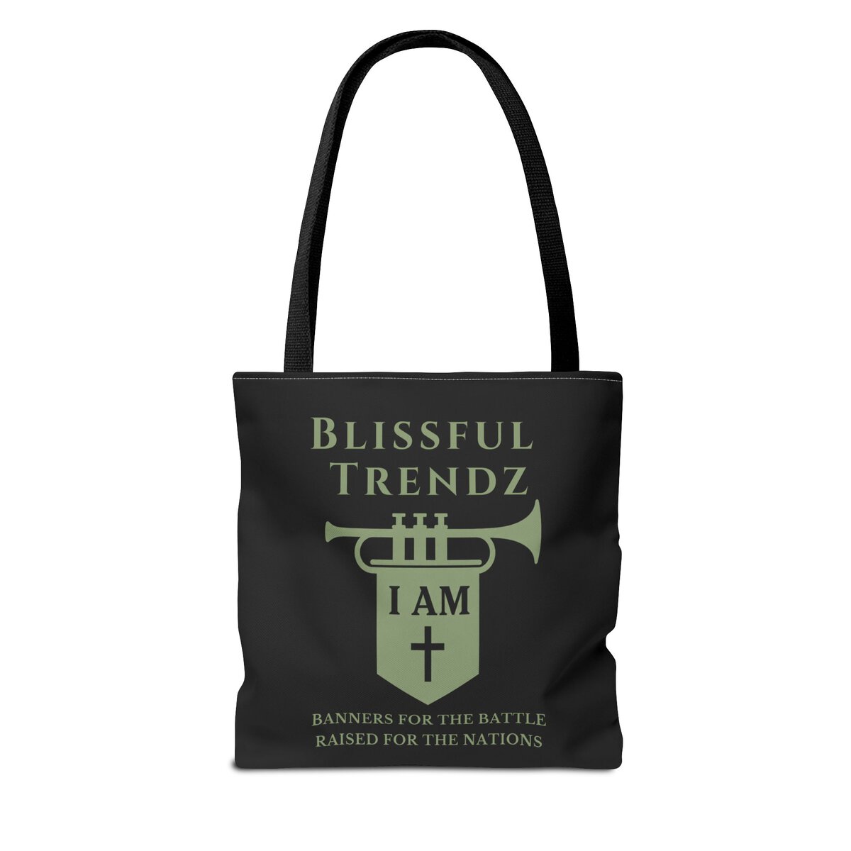 Blissful Trendz - I AM - Banners For The Battle - Raised For The Nations - SGE/BLCK - Tote Bag (AOP) - Image 2