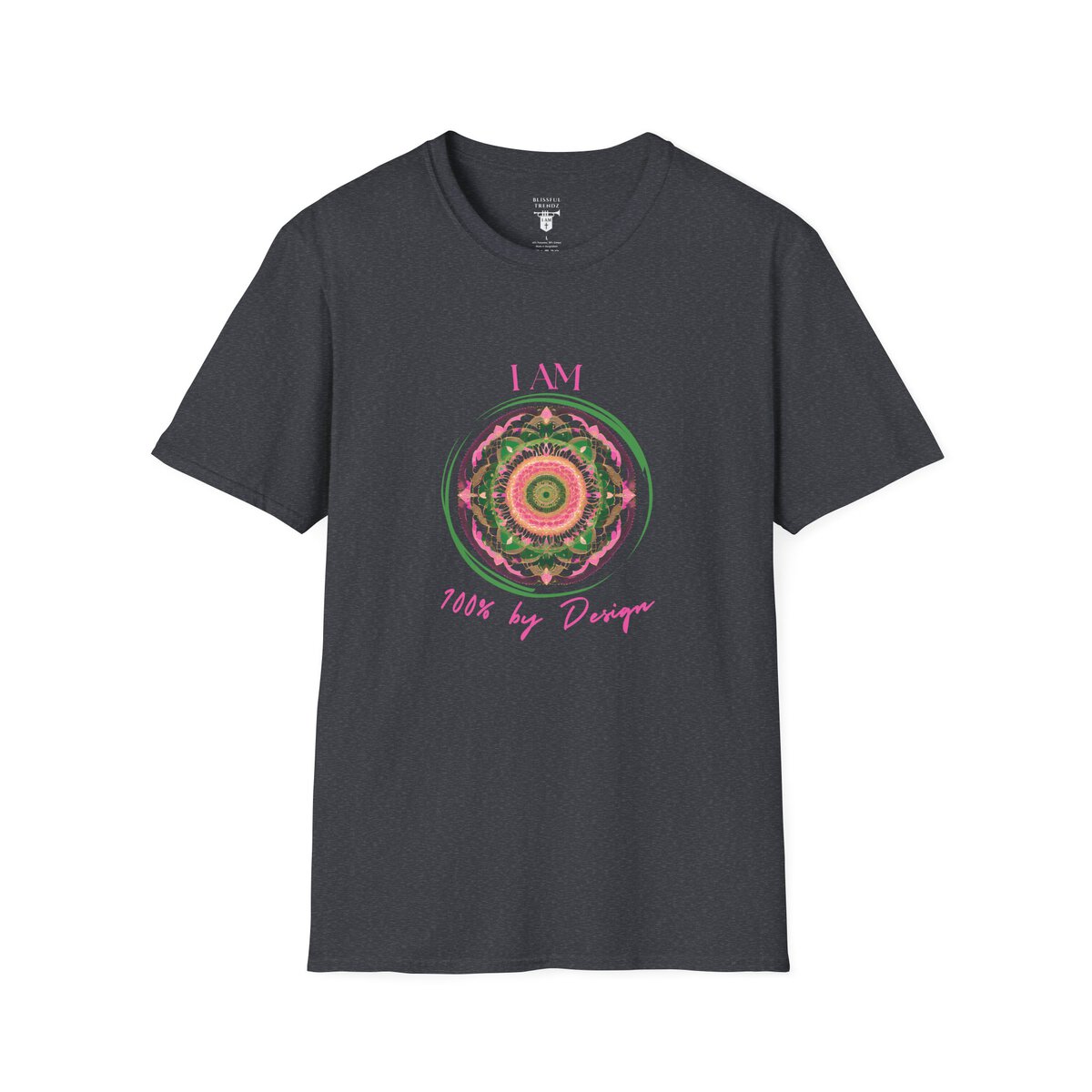I AM 100% by Design - PNK/GRN MNDLA - Unisex Softstyle T-Shirt - Image 28