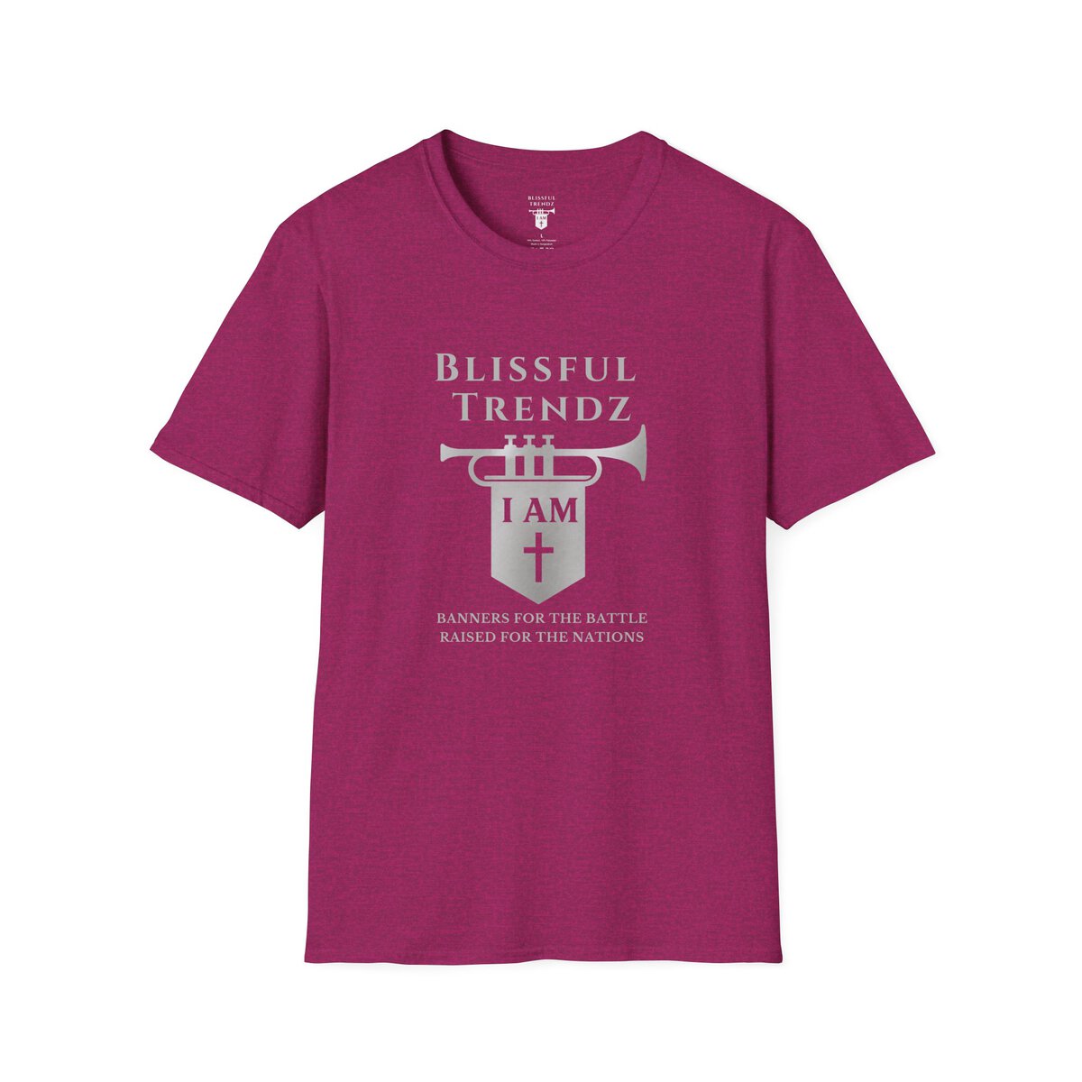 Blissful Trendz - I AM - Banners For The Battle - Raised For The Nations - GRY - Unisex Softstyle T-Shirt - Image 7