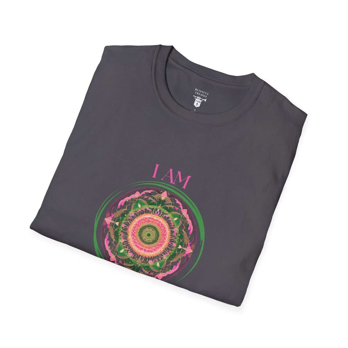 I AM 100% by Design - PNK/GRN MNDLA - Unisex Softstyle T-Shirt - Image 21