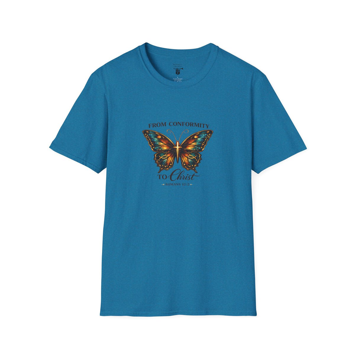 FROM CONFORMITY TO CHRIST - ROMANS 12:2 - BUTTERFLY - Unisex Softstyle T-Shirt - Image 40