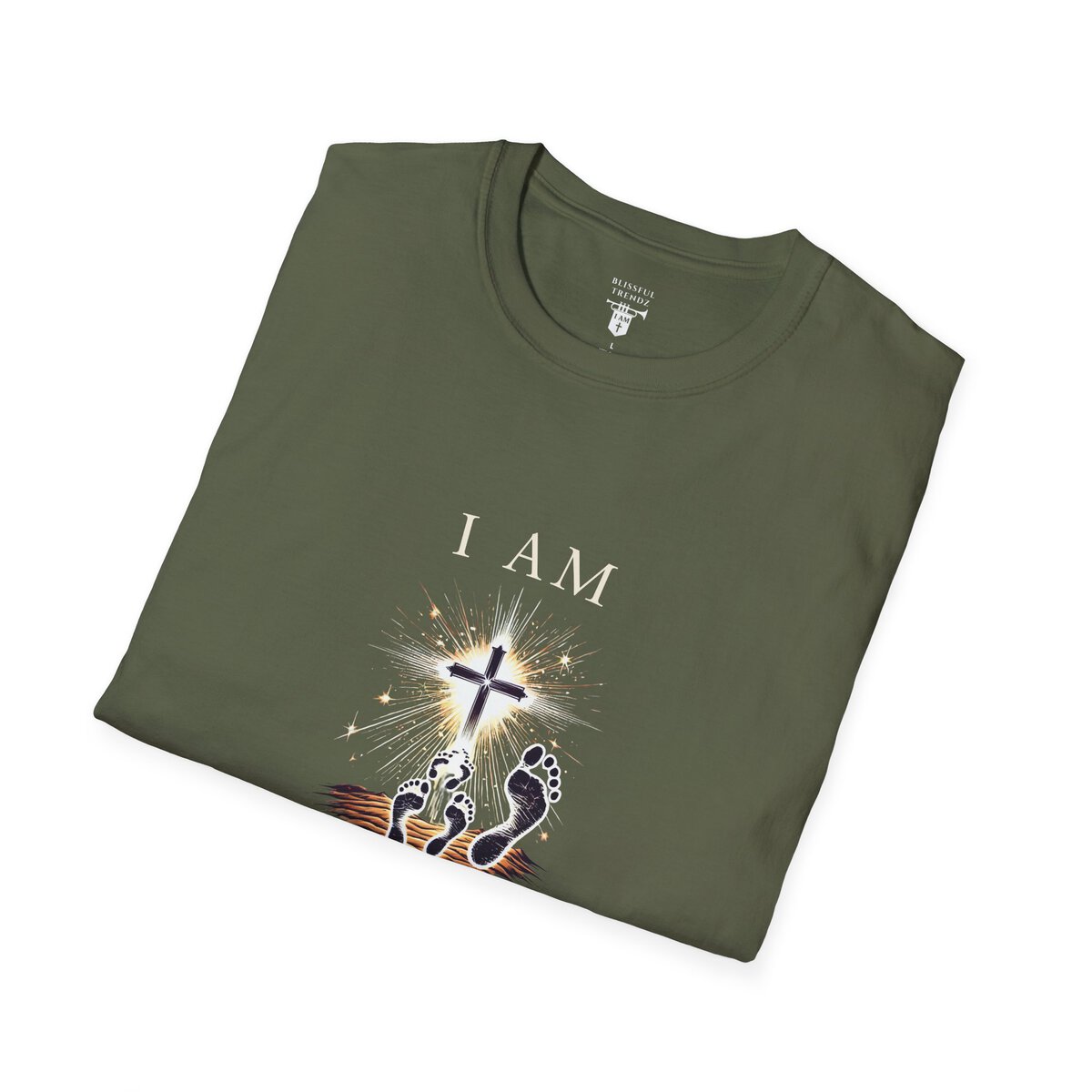 I AM Walking In Resurrection Power - Cross with Footprints - Unisex Softstyle T-Shirt - Image 15