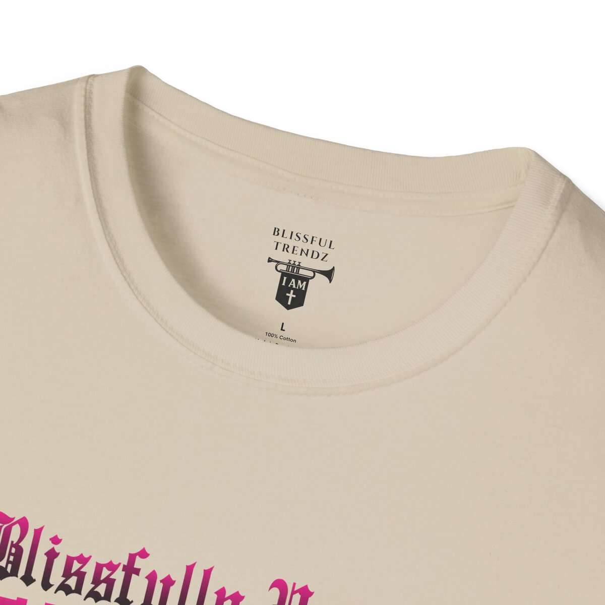 Blissfully Unique - I AM 100% by Design - Typography - DRK PNK - Unisex Softstyle T-Shirt - Image 8