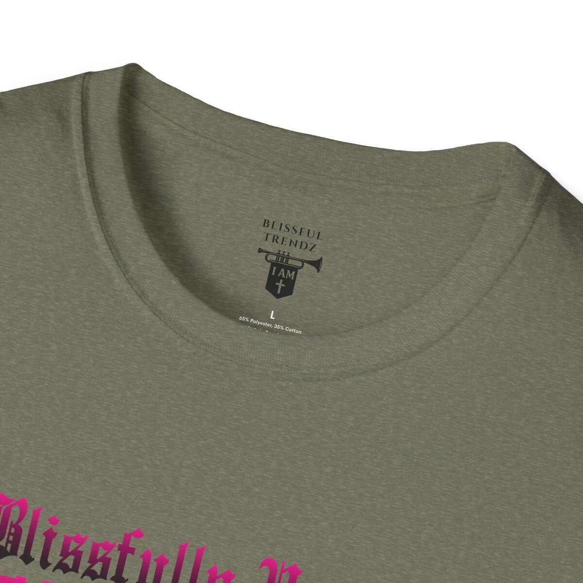Blissfully Unique - I AM 100% by Design - Typography - DRK PNK - Unisex Softstyle T-Shirt - Image 17