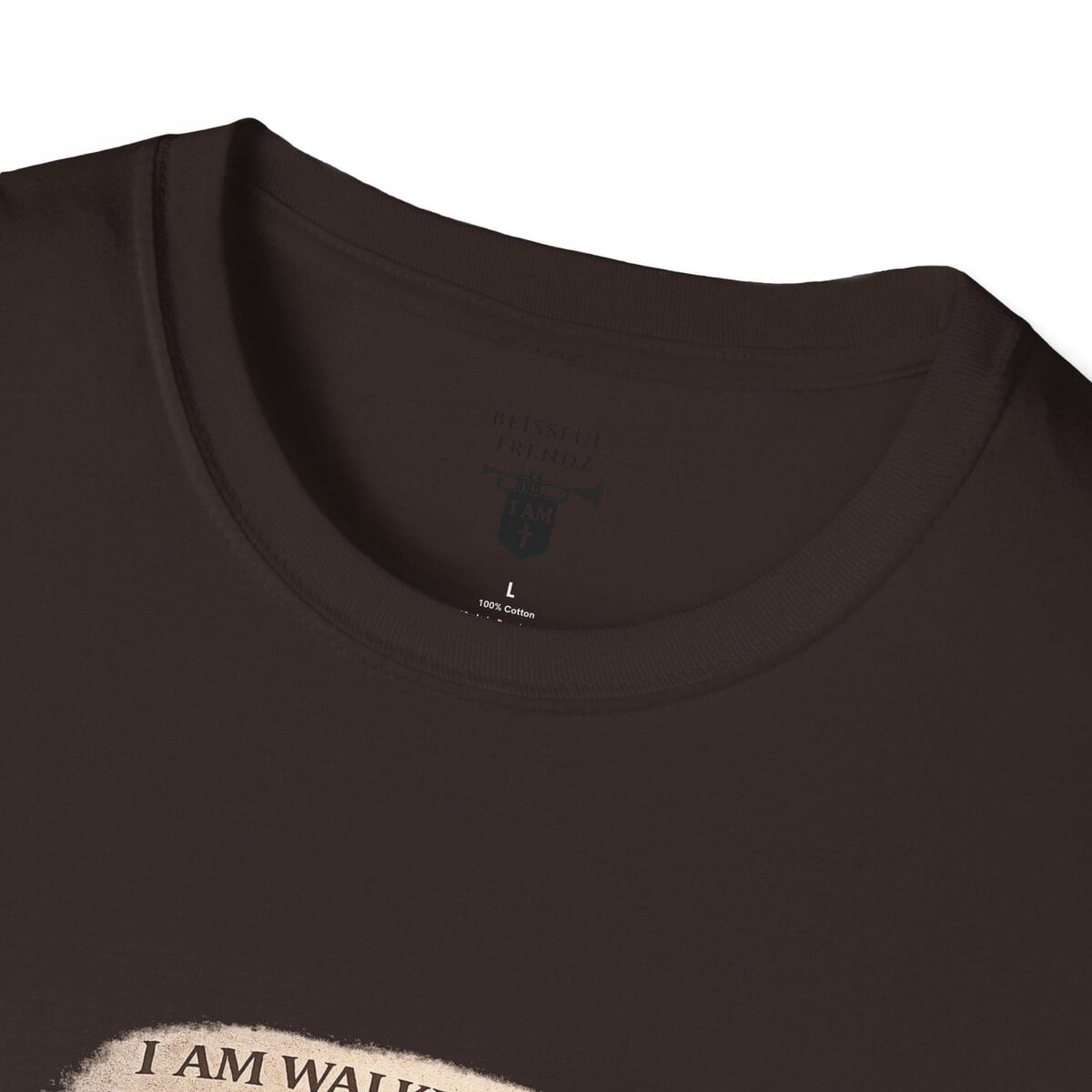 I AM WALKING OUT WHAT WAS WRITTEN - WALK AS HE WALKED - 1 JOHN 2:6 - IMPRINT OF SANDALS W/CROSS - MNCHRM - Unisex Softstyle T-Shirt - Image 11