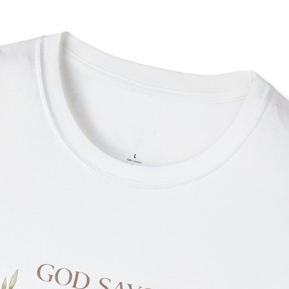 God Says I AM Word Cloud - Olive Branch Motif - Unisex Softstyle T-Shirt - Image 5