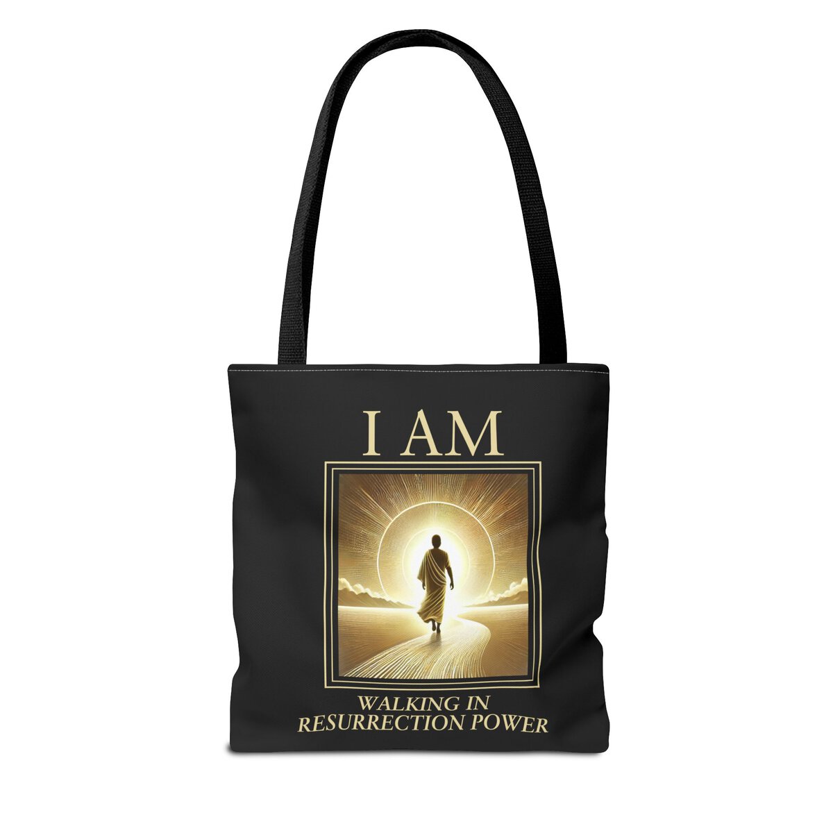 I AM Walking In Resurrection Power - BLK - Tote Bag (AOP) - Image 2