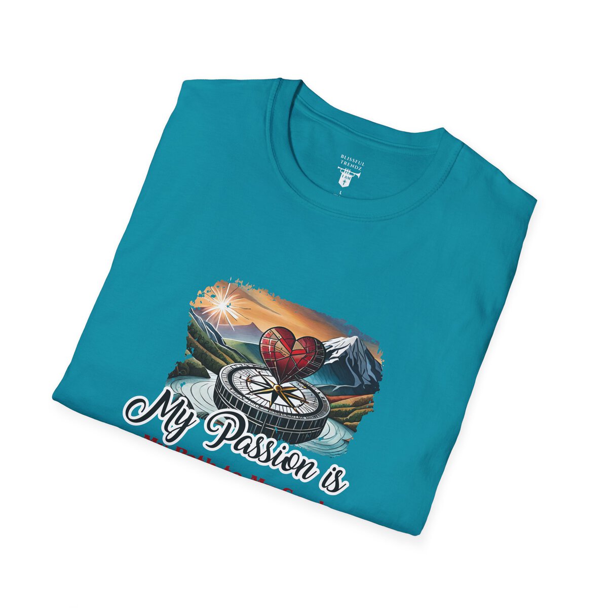 My Passion is My Path to My Soul - Compass with Heart - Unisex Softstyle T-Shirt - Image 3