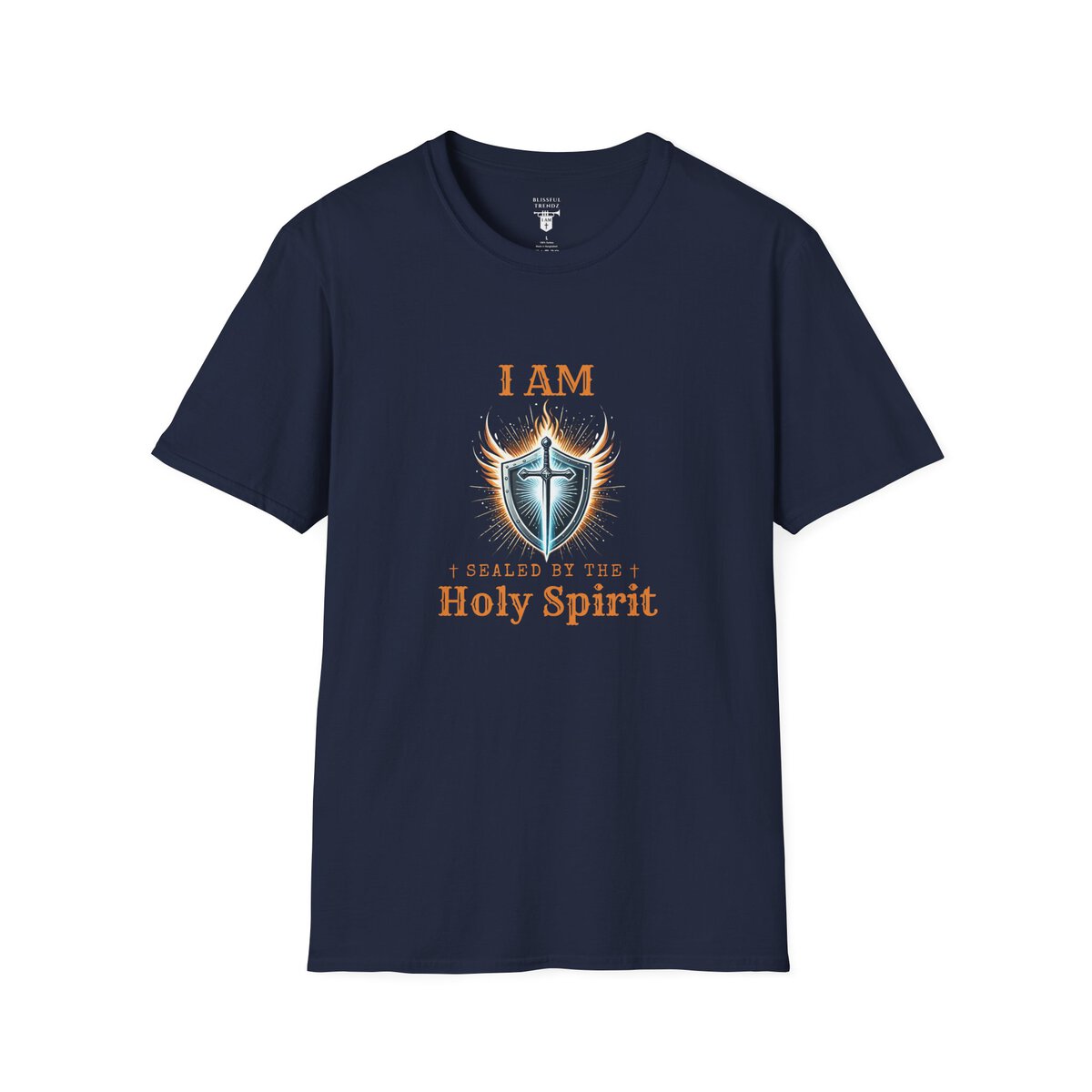 I AM Sealed By The Holy Spirit - Shield w/Cross - Unisex Softstyle T-Shirt - Image 7