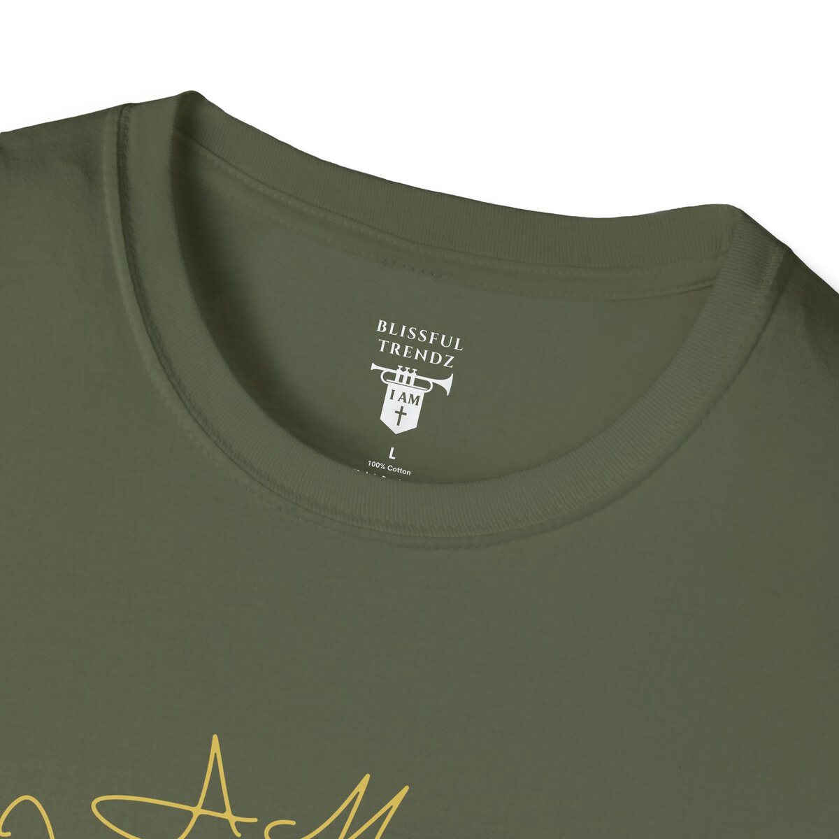 I AM 100% by Design - GRN/GLD - MNDLA - Unisex Softstyle T-Shirt - Image 11