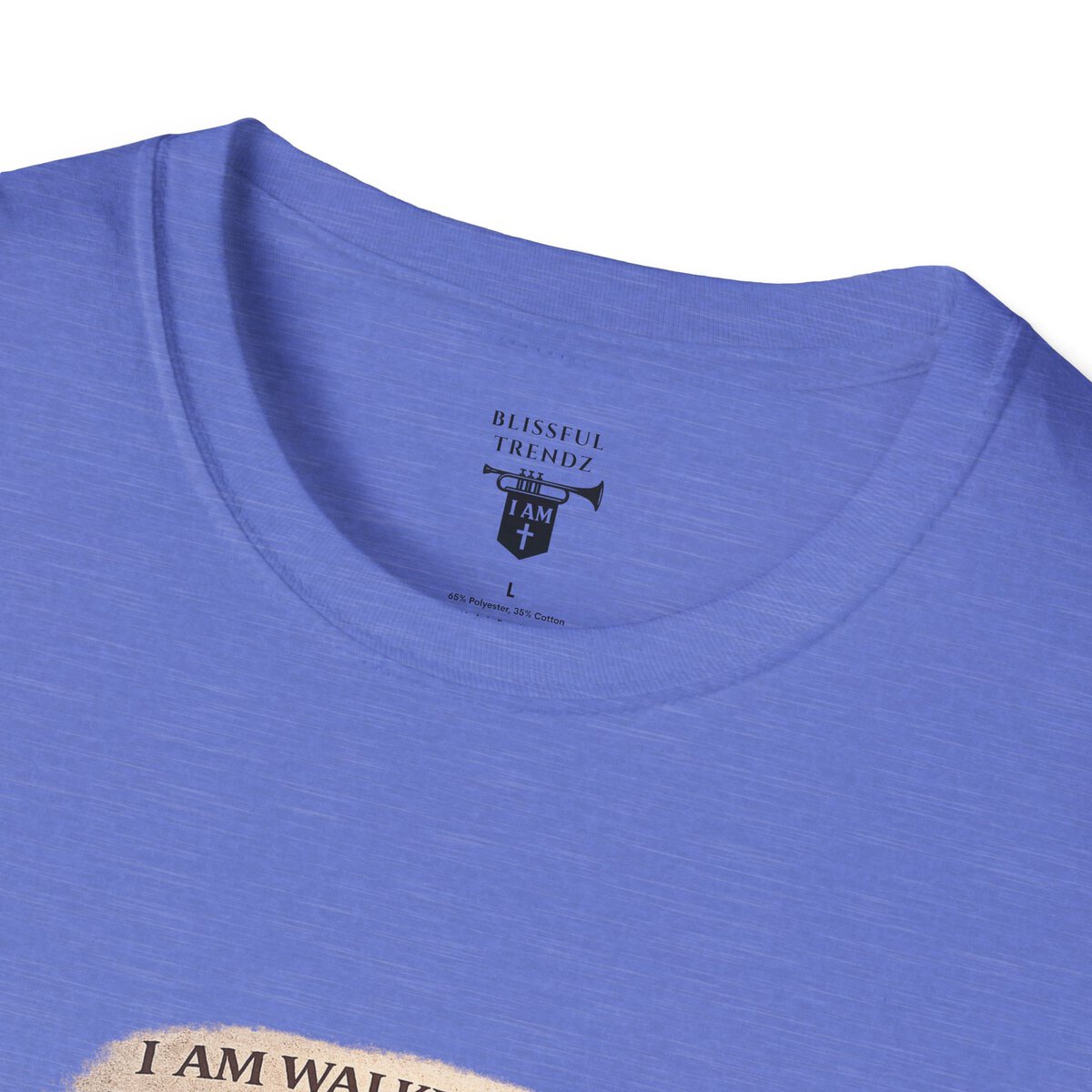 I AM WALKING OUT WHAT WAS WRITTEN - WALK AS HE WALKED - 1 JOHN 2:6 - IMPRINT OF SANDALS W/CROSS - MNCHRM - Unisex Softstyle T-Shirt - Image 32