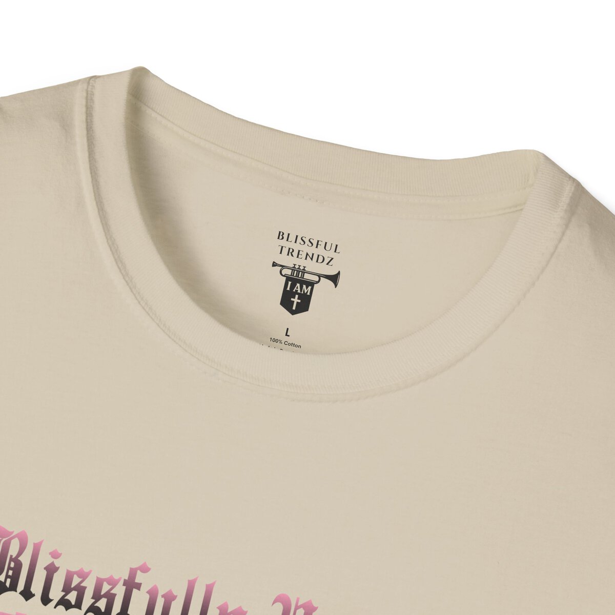 Blissfully Unique - I AM 100% by Design! - Typography - LT PNK - Unisex Softstyle T-Shirt - Image 8