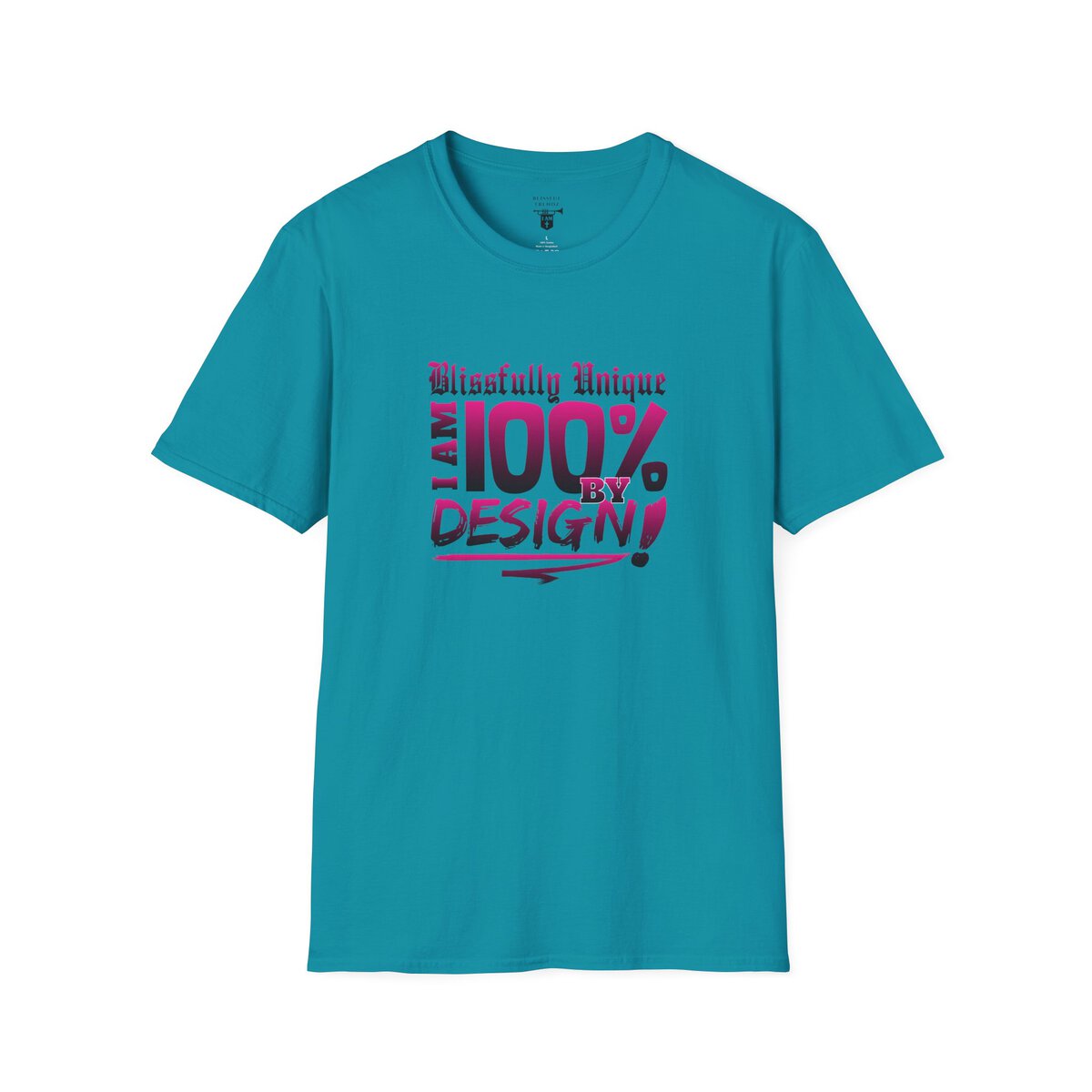 Blissfully Unique - I AM 100% by Design - Typography - DRK PNK - Unisex Softstyle T-Shirt - Image 28
