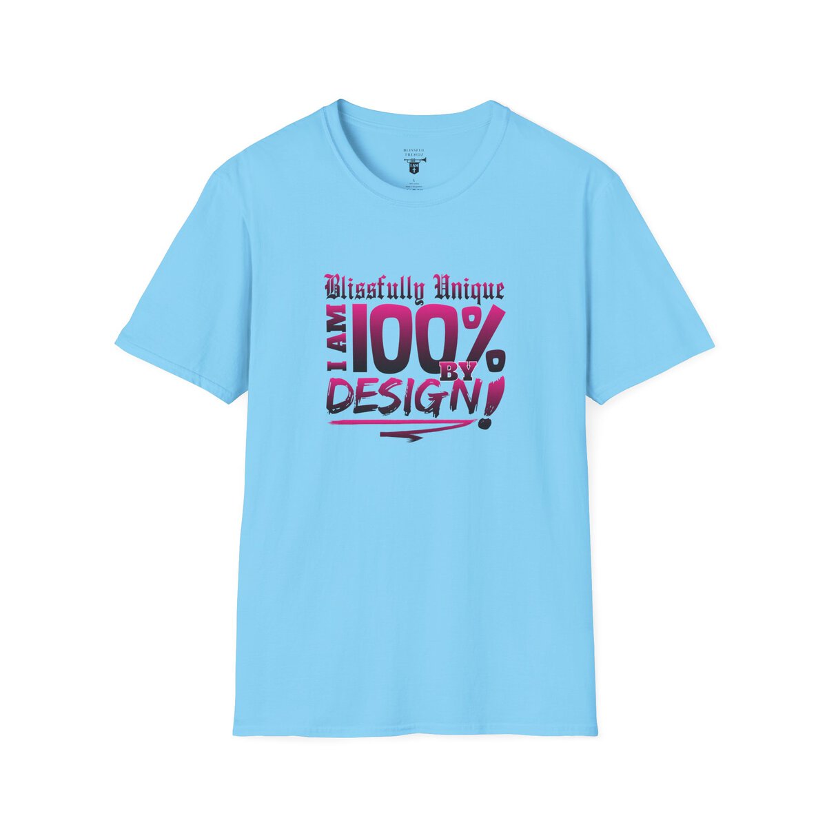 Blissfully Unique - I AM 100% by Design - Typography - DRK PNK - Unisex Softstyle T-Shirt - Image 31