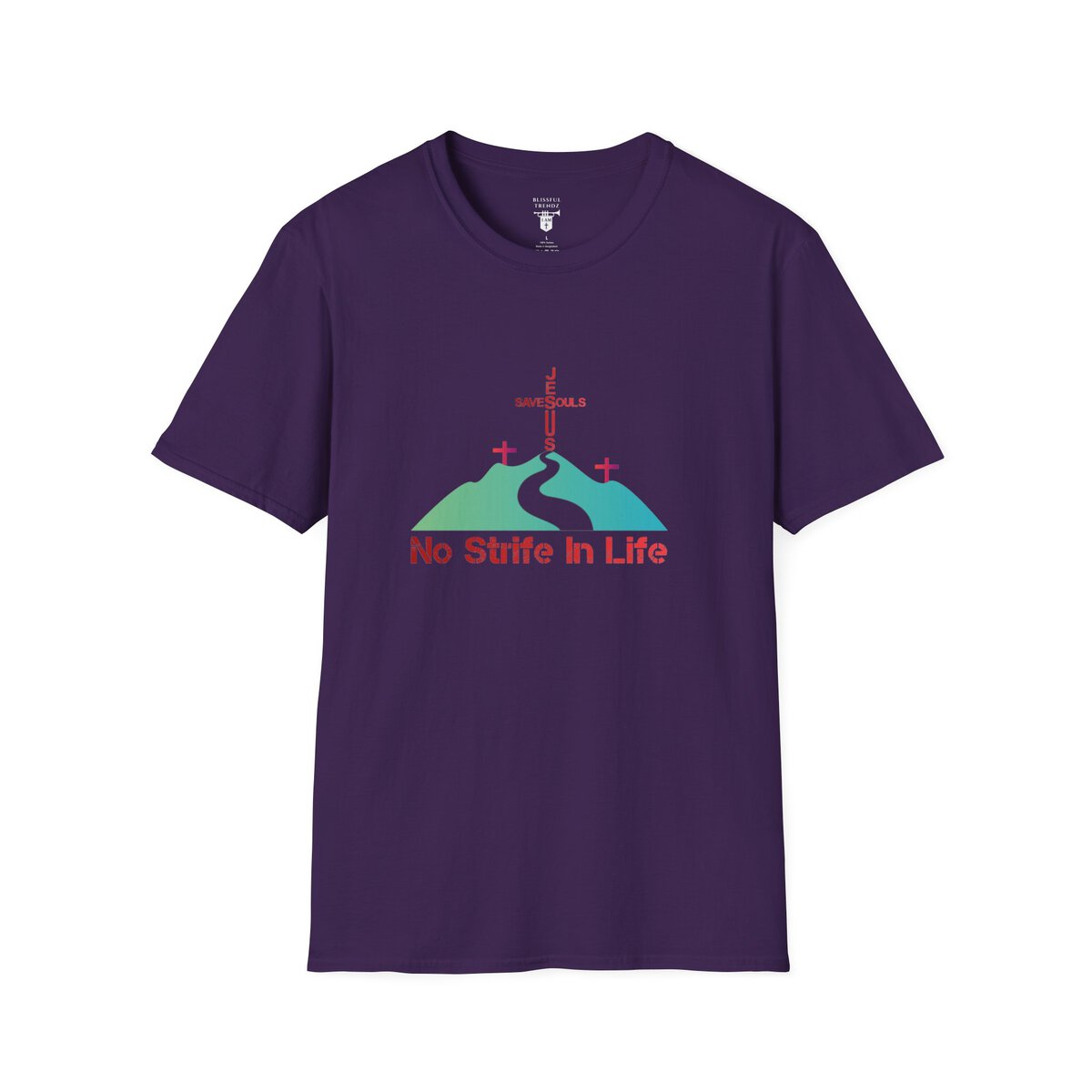 Jesus Saves Souls - No Strife In Life - RD/GRN - Unisex Softstyle T-Shirt - Image 37