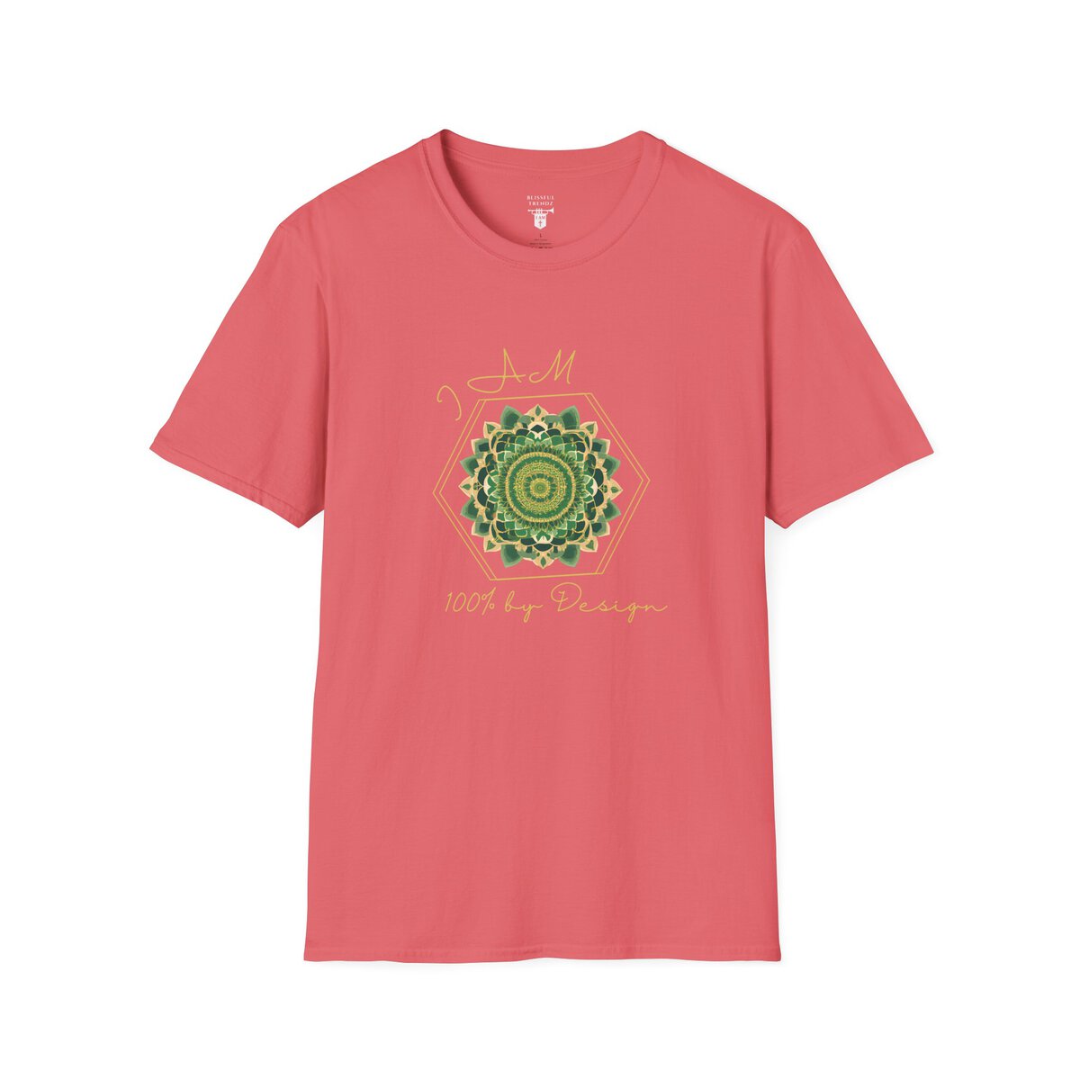 I AM 100% by Design - GRN/GLD - MNDLA - Unisex Softstyle T-Shirt - Image 34