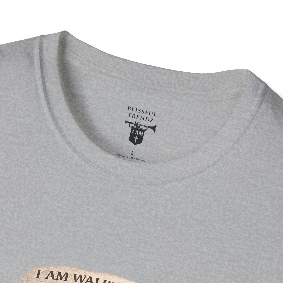 I AM WALKING OUT WHAT WAS WRITTEN - WALK AS HE WALKED - 1 JOHN 2:6 - IMPRINT OF SANDALS W/CROSS - MNCHRM - Unisex Softstyle T-Shirt - Image 8