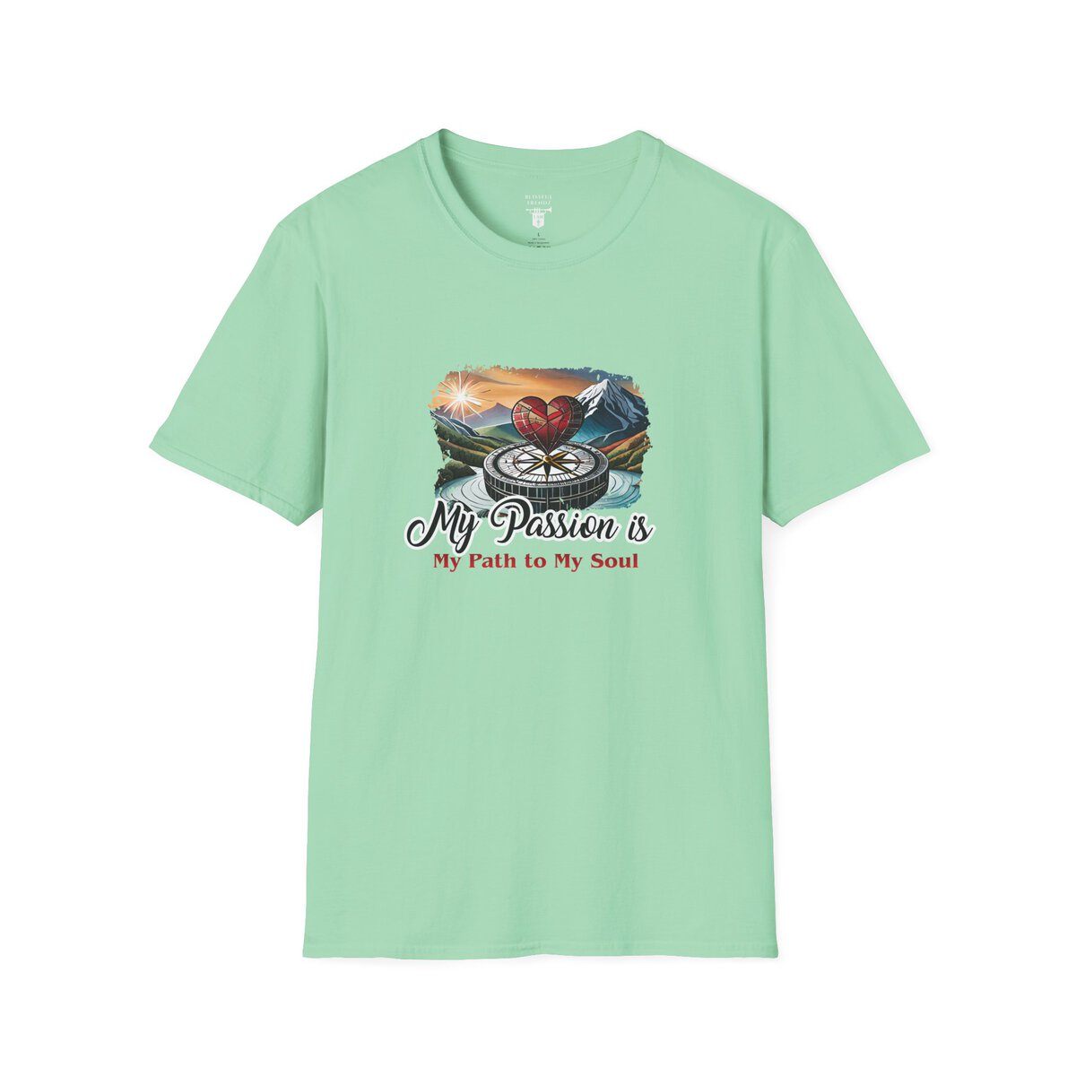 My Passion is My Path to My Soul - Compass with Heart - Unisex Softstyle T-Shirt - Image 22